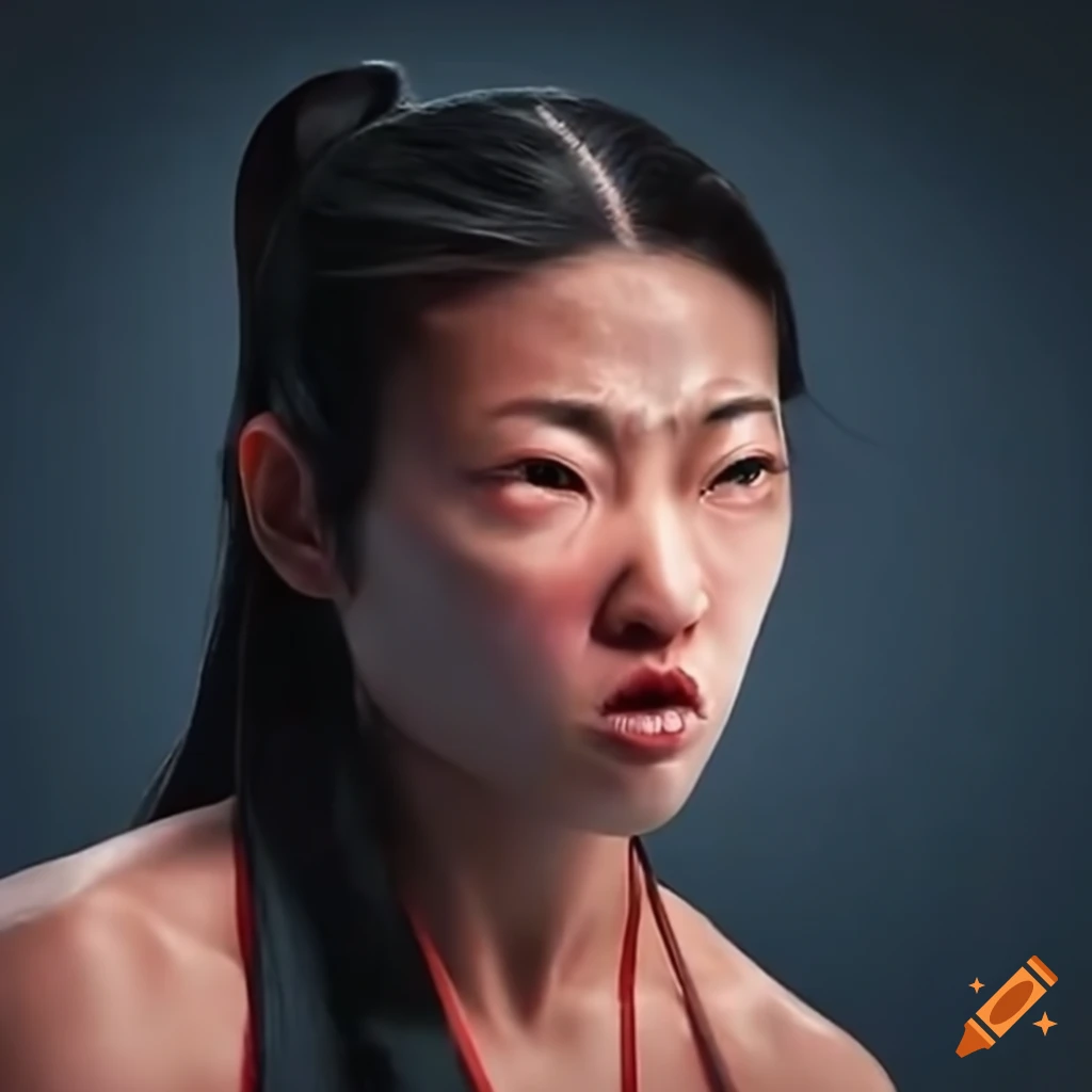 Asian Female Martial Arts Fighter With Stunned And Dizzy Expression On Craiyon
