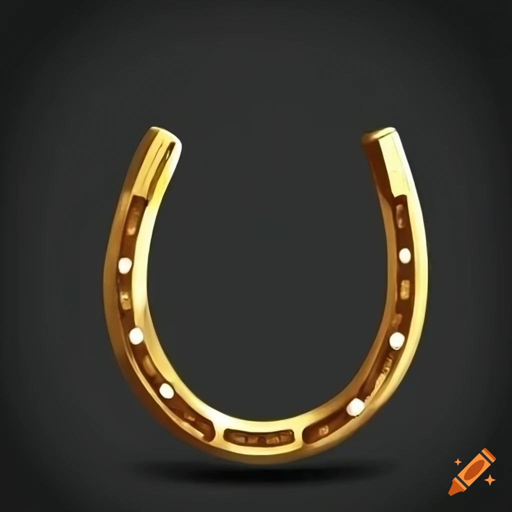 Realistic gold horseshoe on black background on Craiyon
