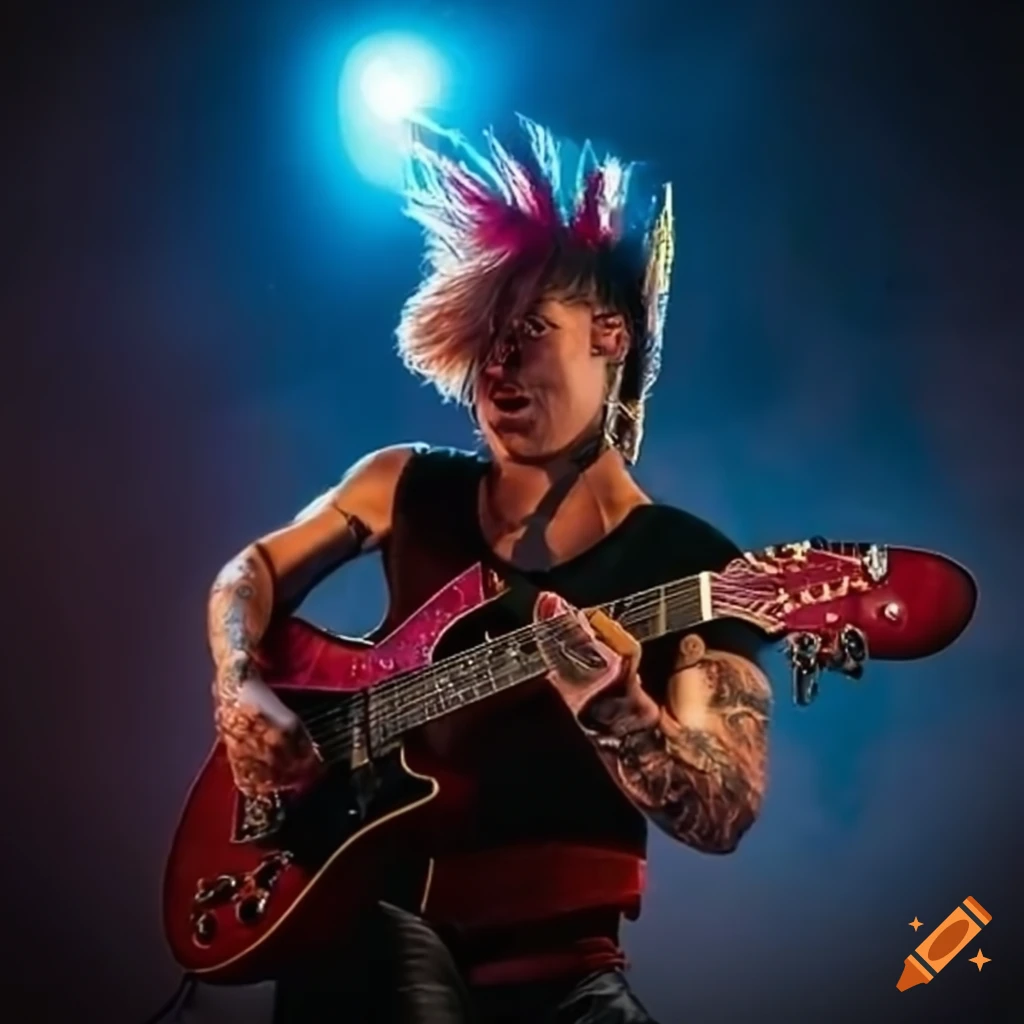 Male punk rock guitarist with pirate attire