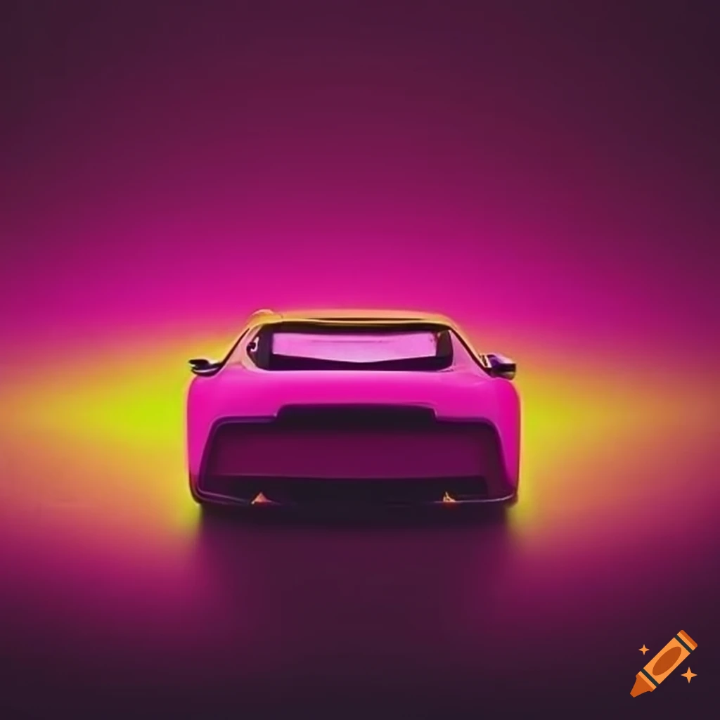 Pink and yellow neon car on Craiyon