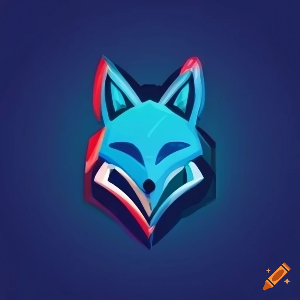 Minimalist blue fox logo for gamers on Craiyon