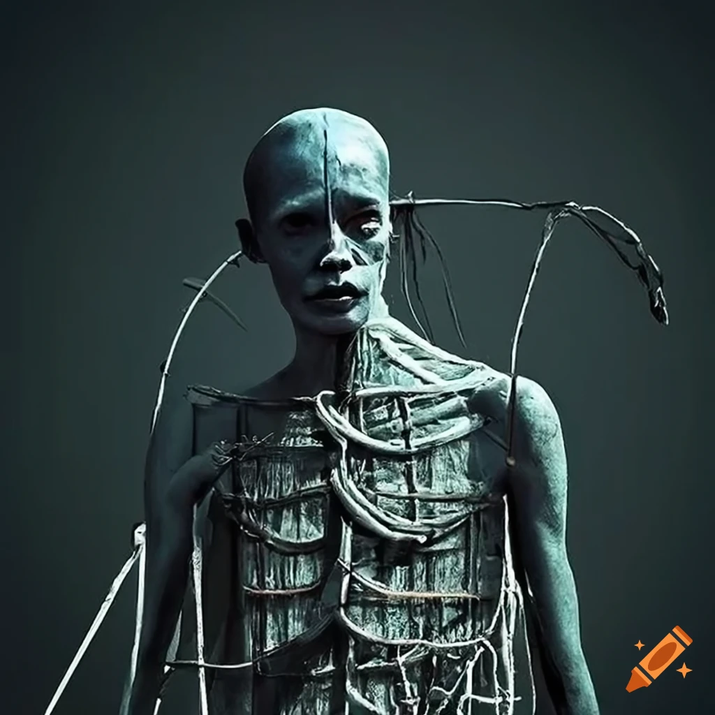 Artistic representation of urban poverty and famine with impossible objects