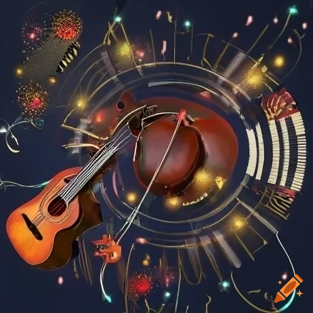 New year 2024 wishes with musical background of piano, flute, drums