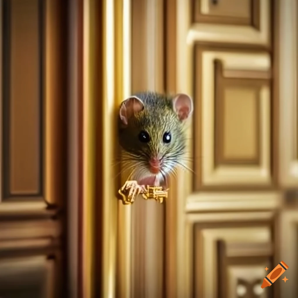 Golden Mouse Key Green mouse with a golden key coming out of a door on Craiyon