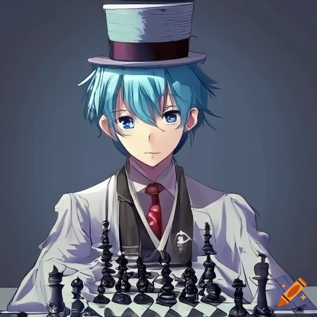 Cute anime girl beats you in chess little bit happy teen