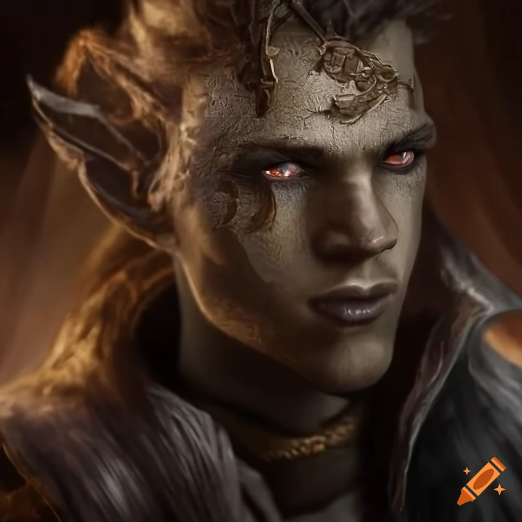 Male earth genasi warlock treasure hunter dnd 5e character with defined