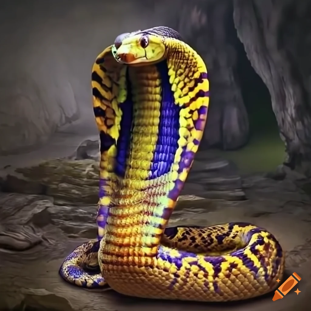 Colorful python cobra in a dark surrealistic cavern on Craiyon