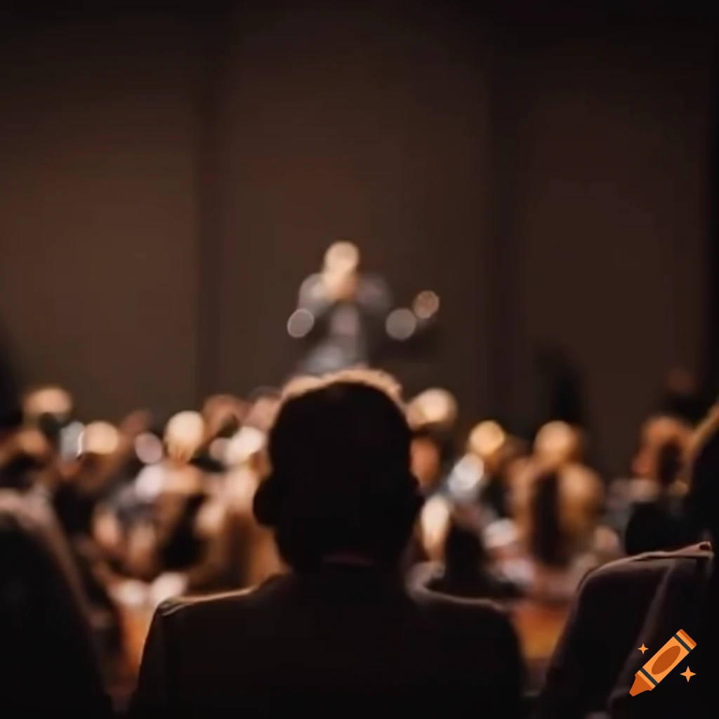 Speaker giving a lecture in front of a large audience