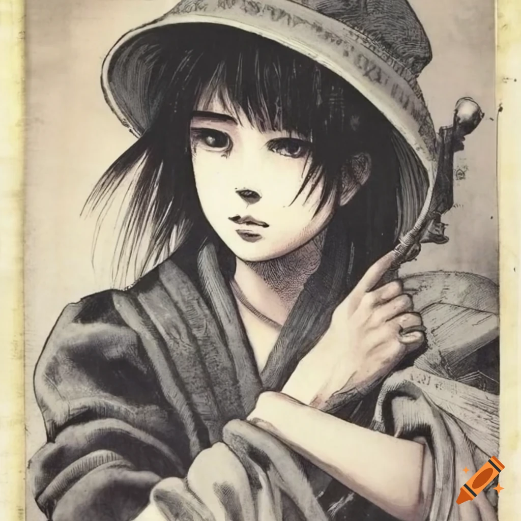 Vintage black and white manga style retro magazine on Craiyon