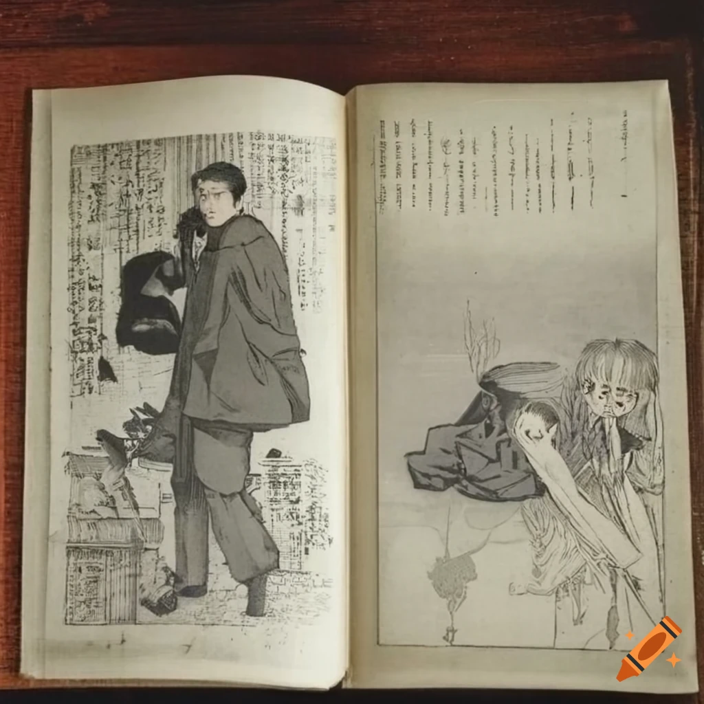 Vintage black and white manga style magazine on Craiyon