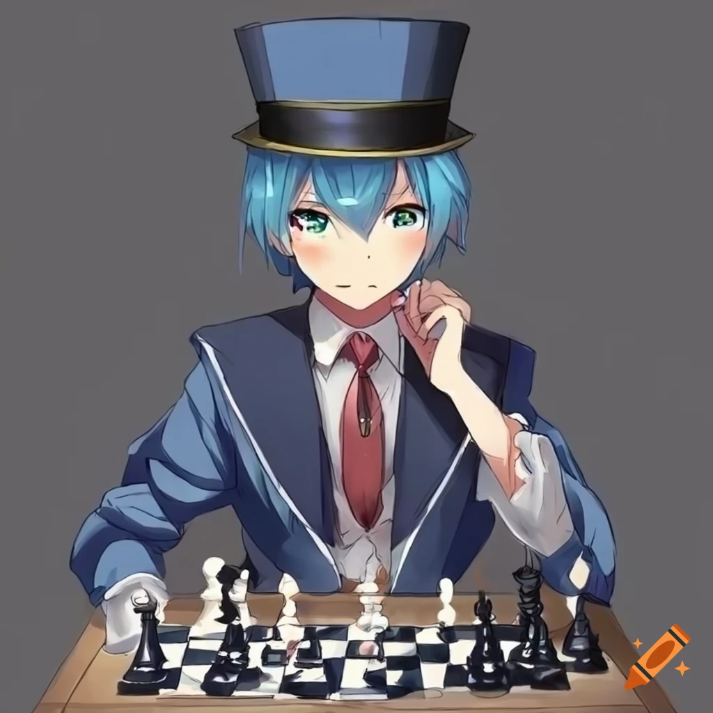 Anime girl on chessboard
