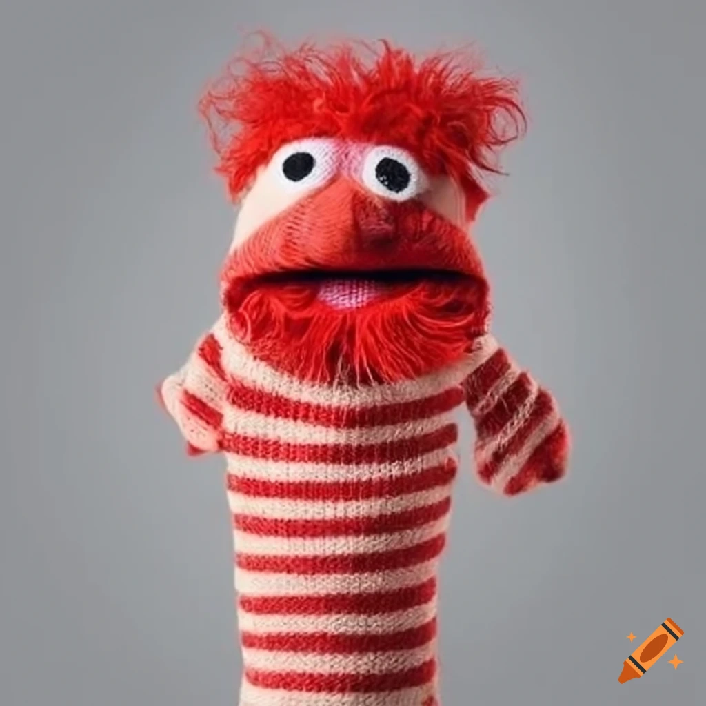 Red bearded sock puppet on Craiyon