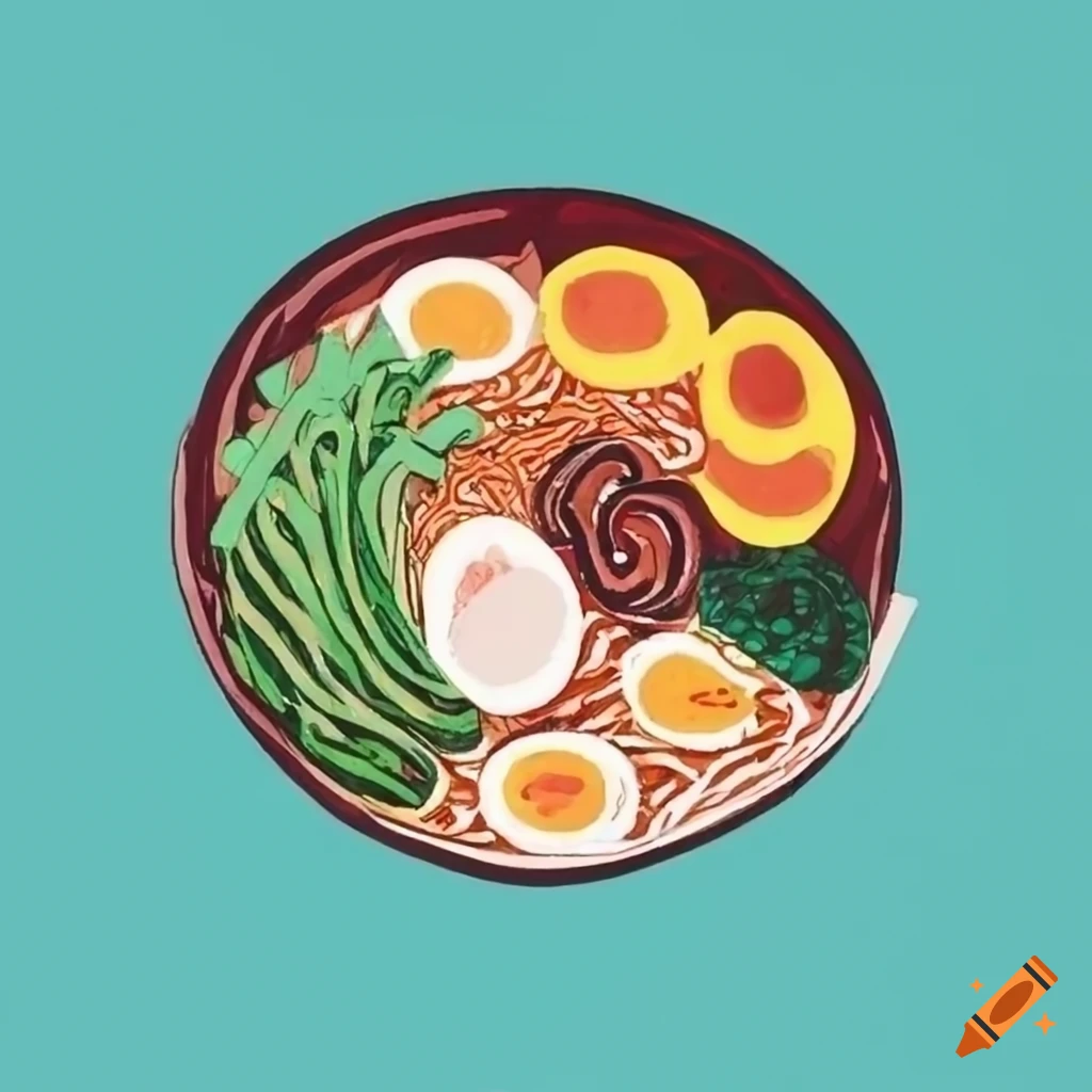 Ramen bowl doodle art print on Craiyon