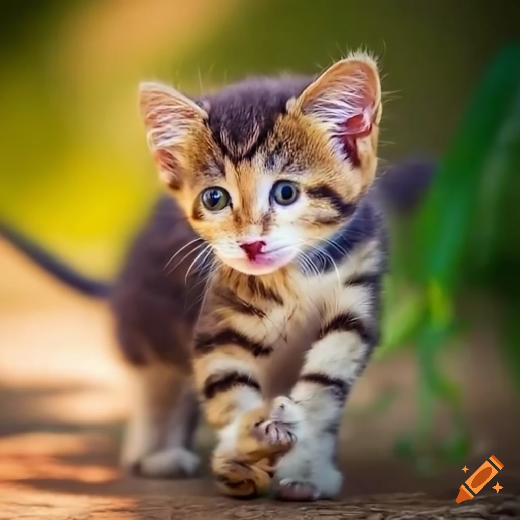 Playful kitten exploring the backyard