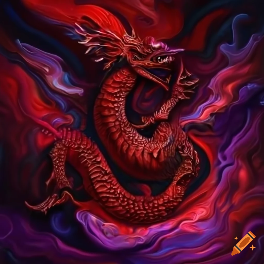 Dragon-themed red and purple diploma template with space for inscription
