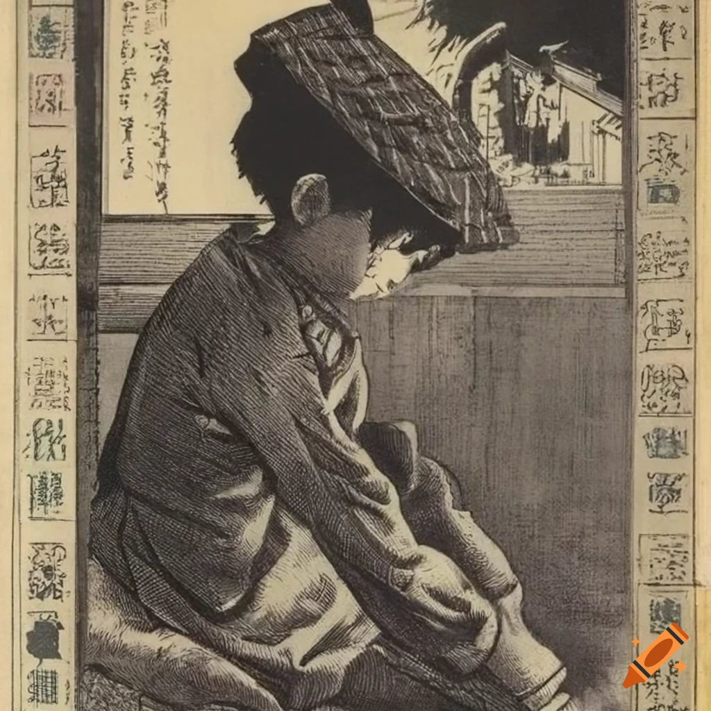 Vintage black and white manga style magazine on Craiyon