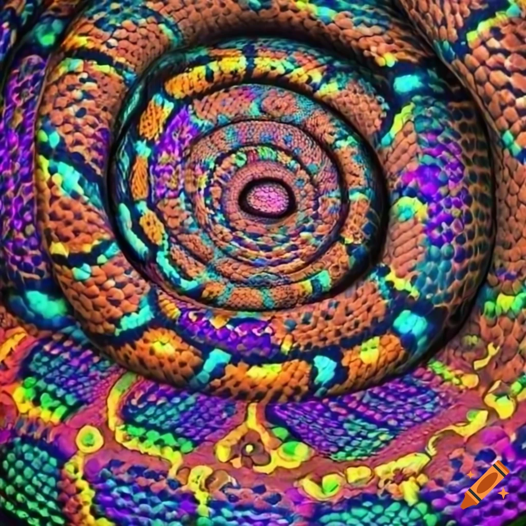 Aboriginal dreamtime serpent python in a psychedelic cavern on Craiyon