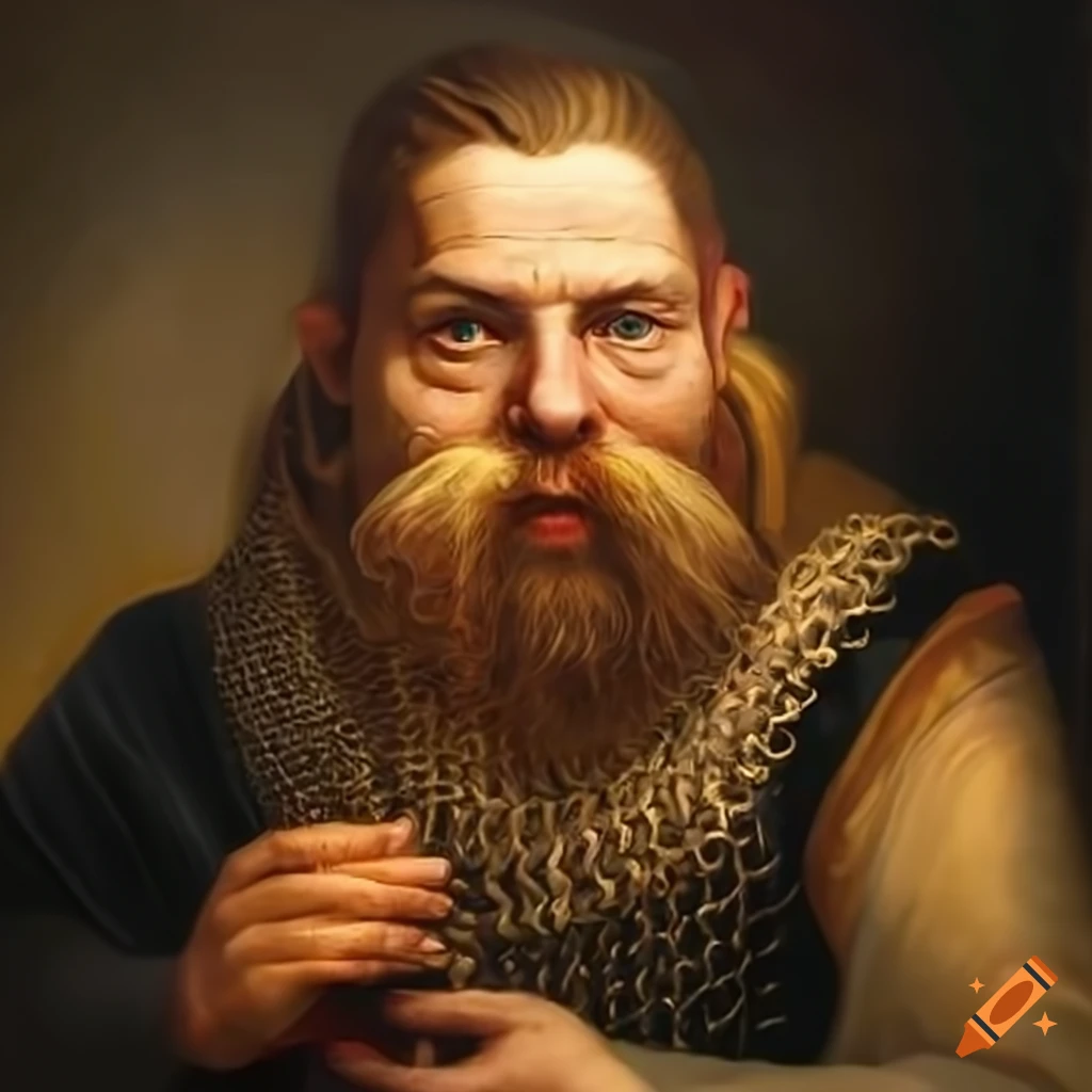 Black and white wanted poster of a male cleric dwarf with braided hair