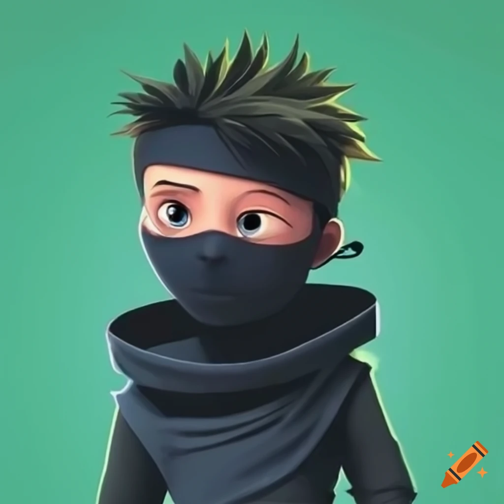 Disney-style little ninja on black and green background