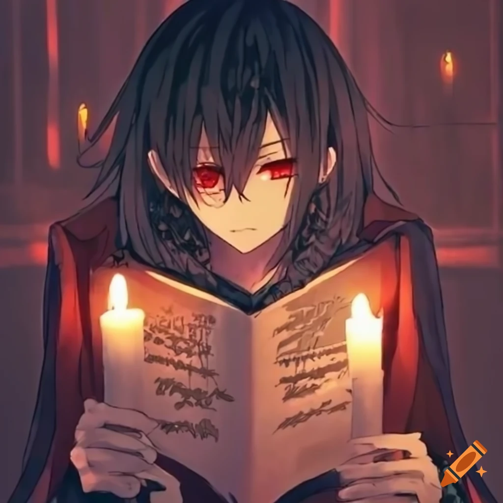 An Anime Character Enjoying Music and Candlelight
