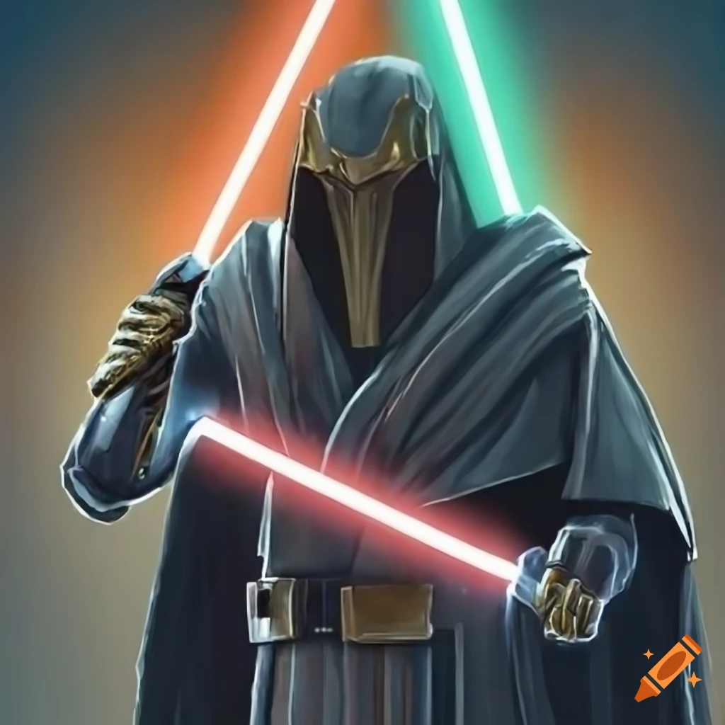 Legendary jedi knight in ancient ruins exuding power and strength on ...