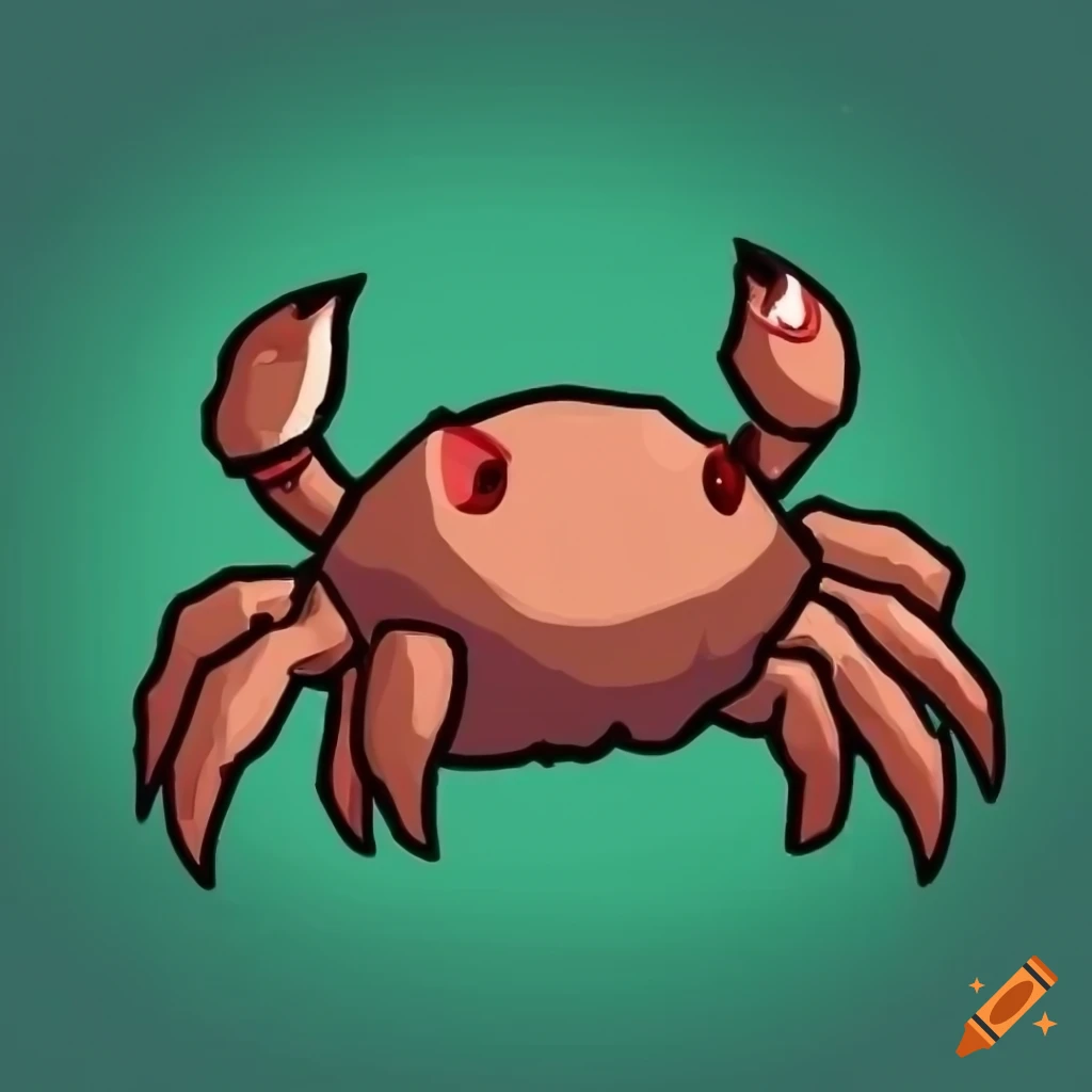 Chibi crab with a big claw soft style icon for 2D RPG video game