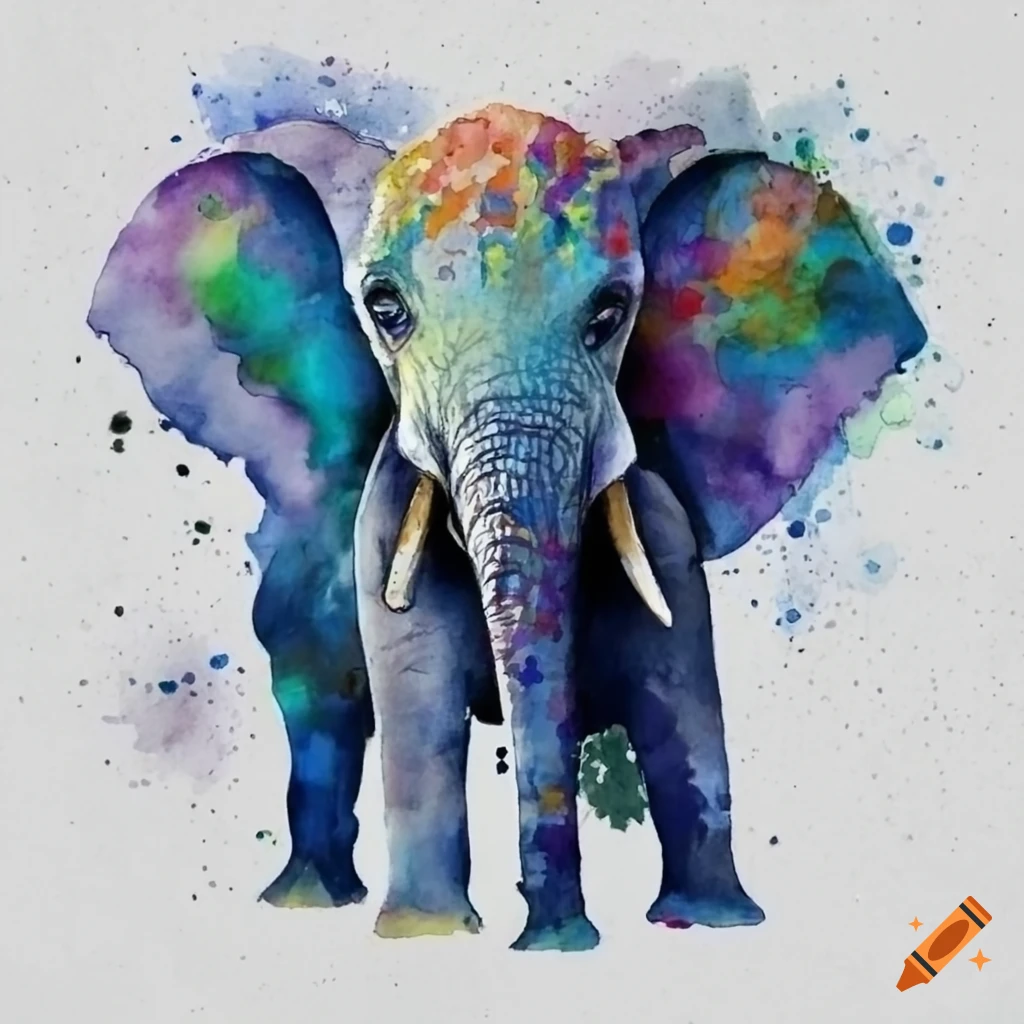 Elephant in watercolor on Craiyon