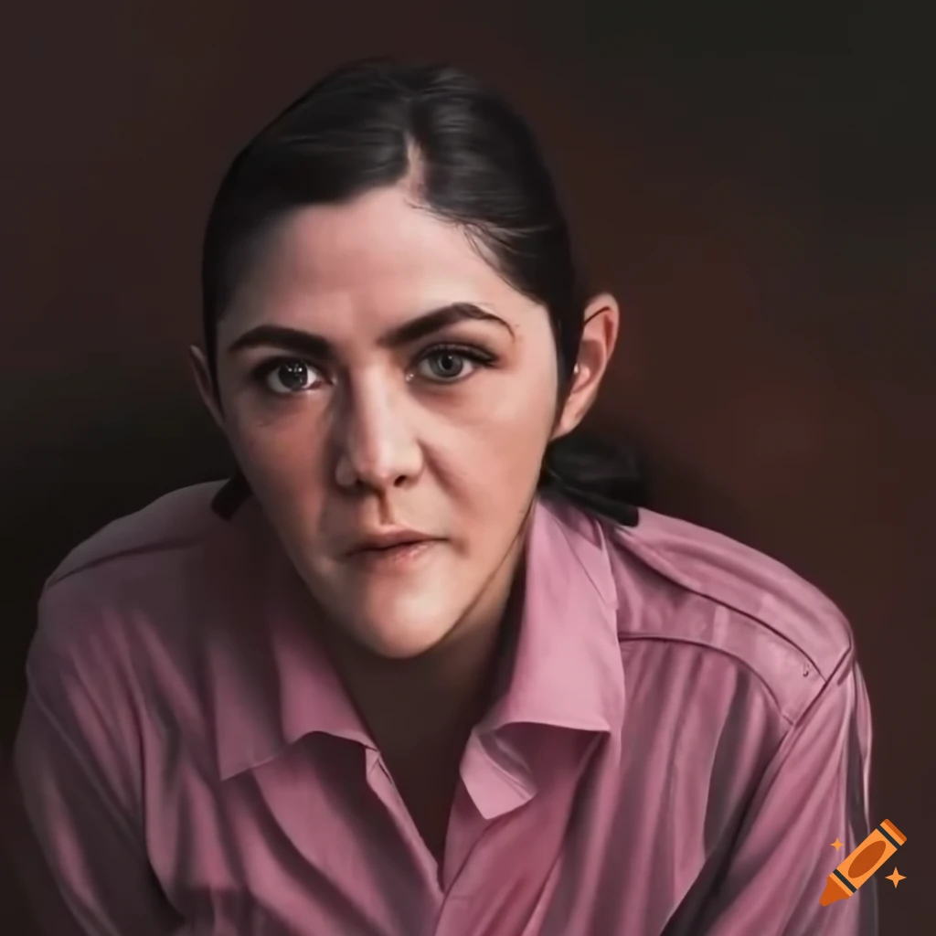 Isabelle Fuhrman sitting in a caravan and looking out of window