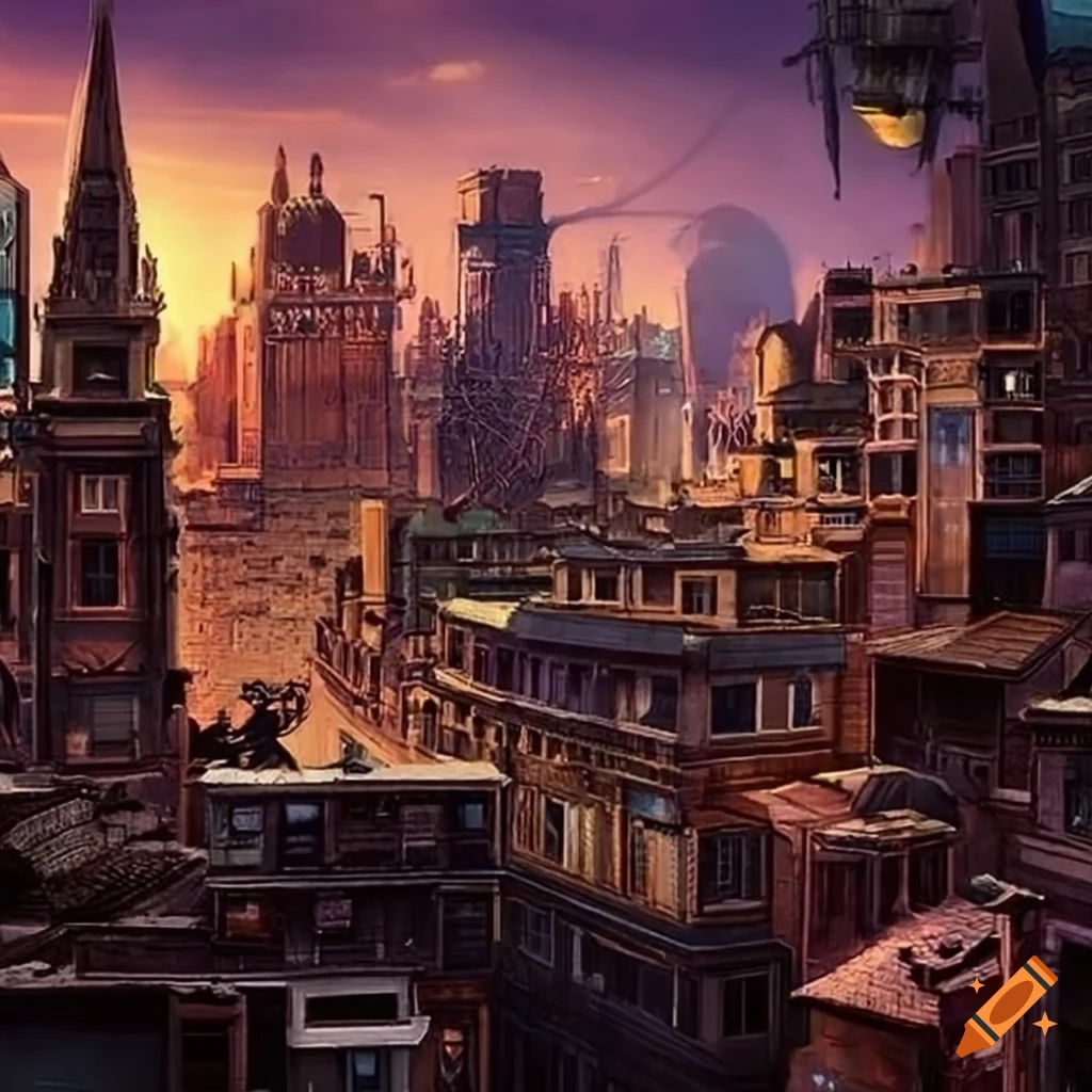 Scenic view of a solarpunk town