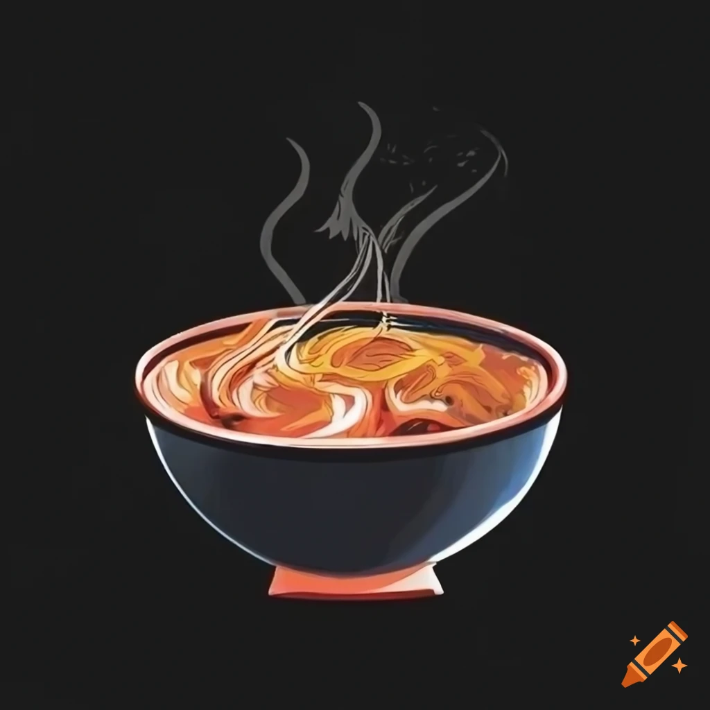 Ramen bowl t-shirt graphic on plain black background