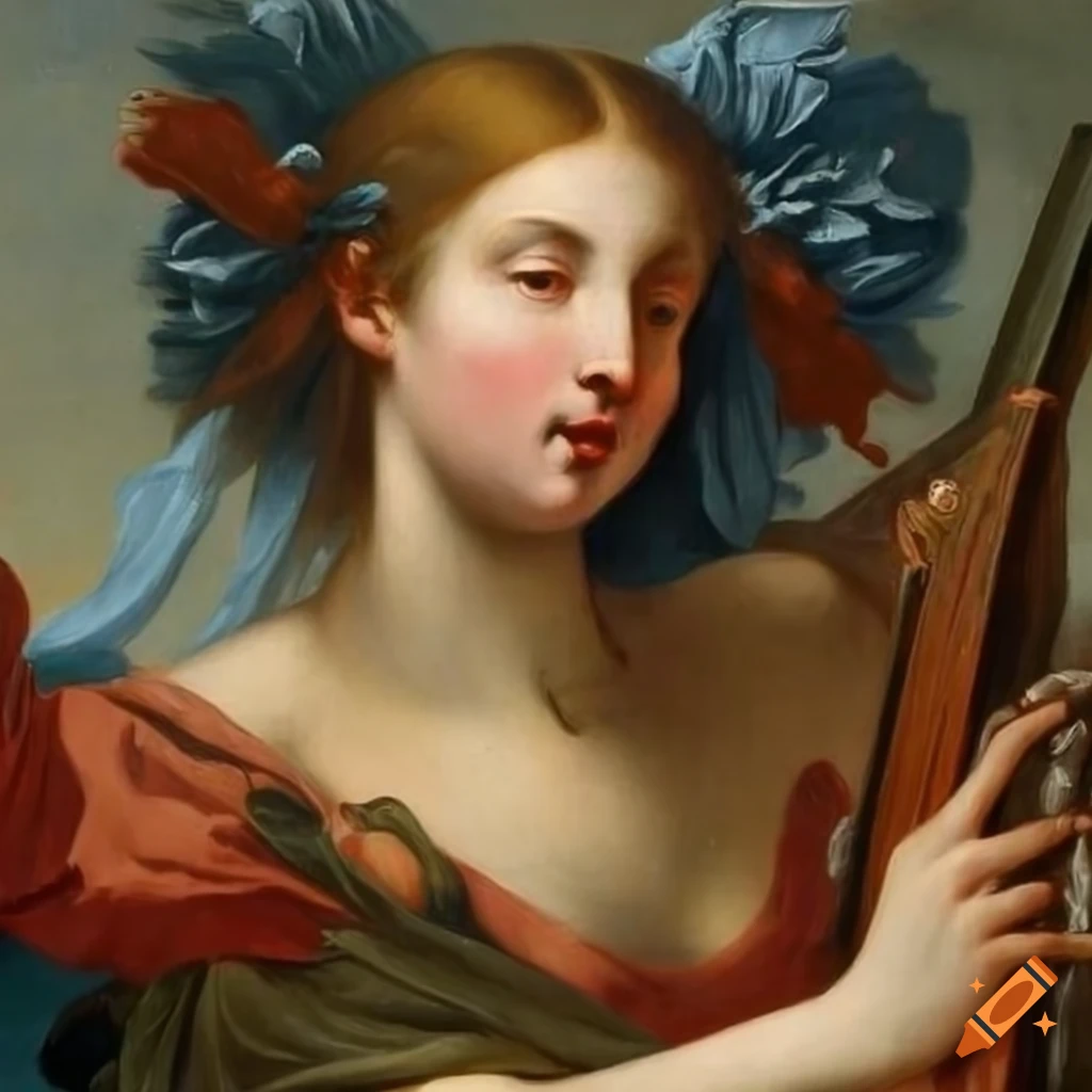 Allegory of truth with mirror emerging from a well in an oil painting