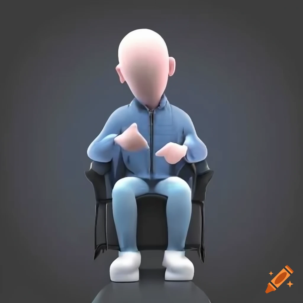 3D illustration of an animated character sitting on top of the Facebook logo