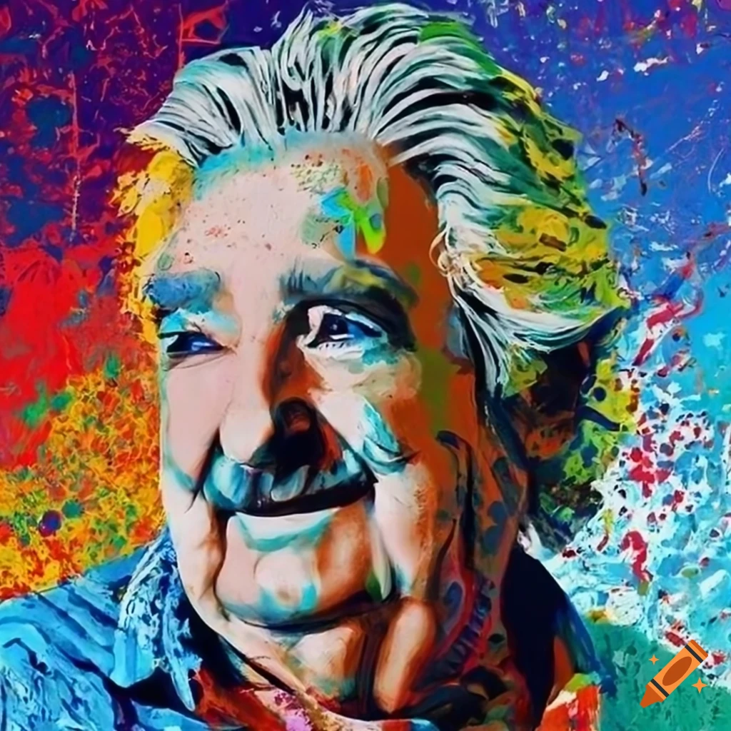 絵画 Portrait Colorful pop art portrait of Jose Mujica in splatter