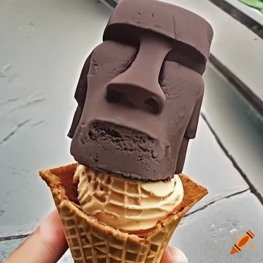 Moai statue with ice cream emoji on Craiyon