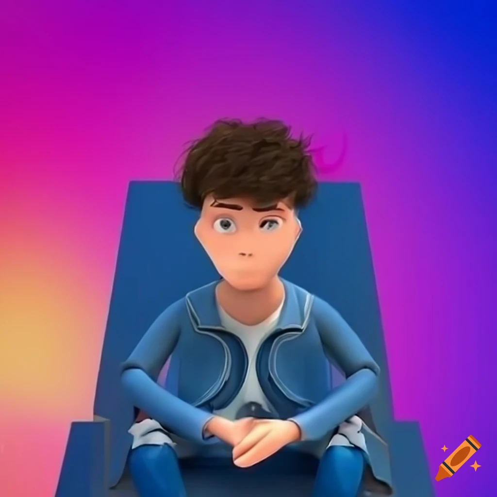 3D illustration of an animated character sitting on top of Instagram logo
