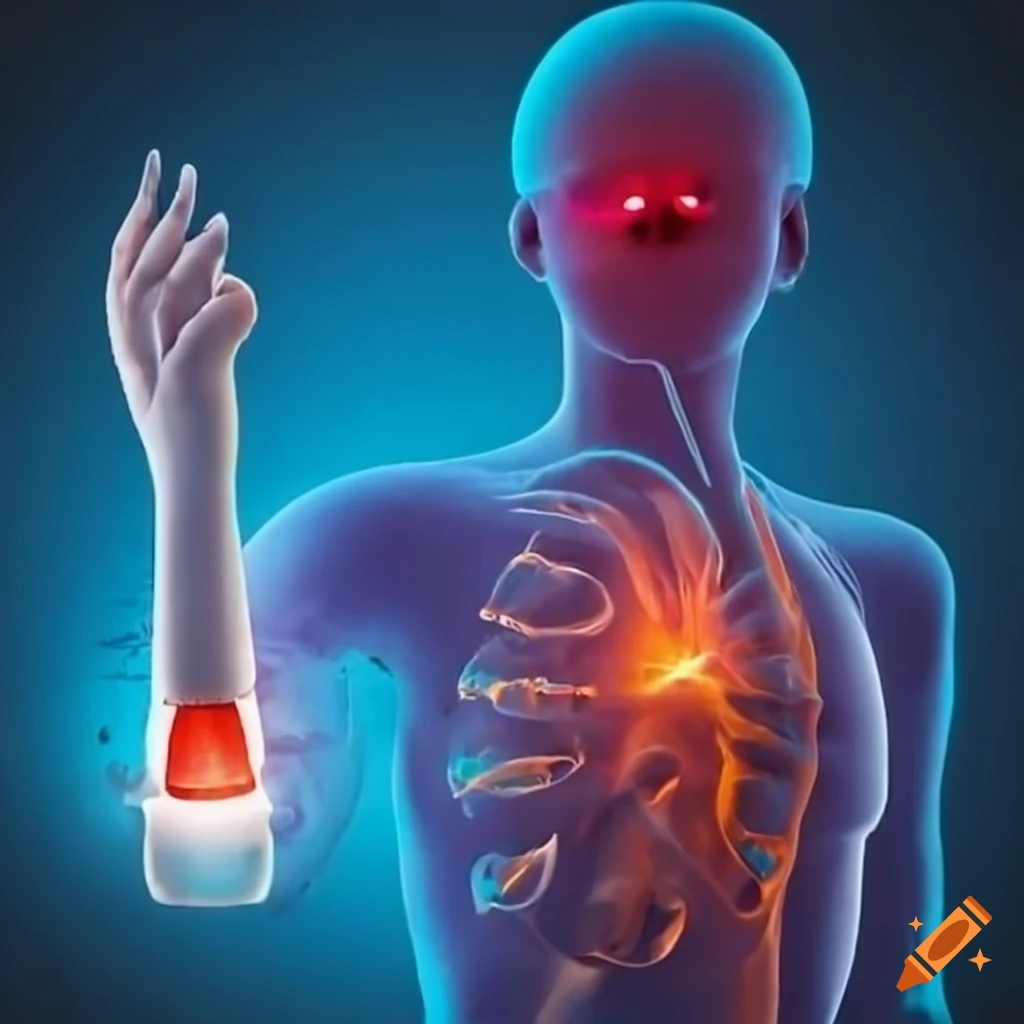Patient undergoing infrared heat treatment in a clinical setting on Craiyon