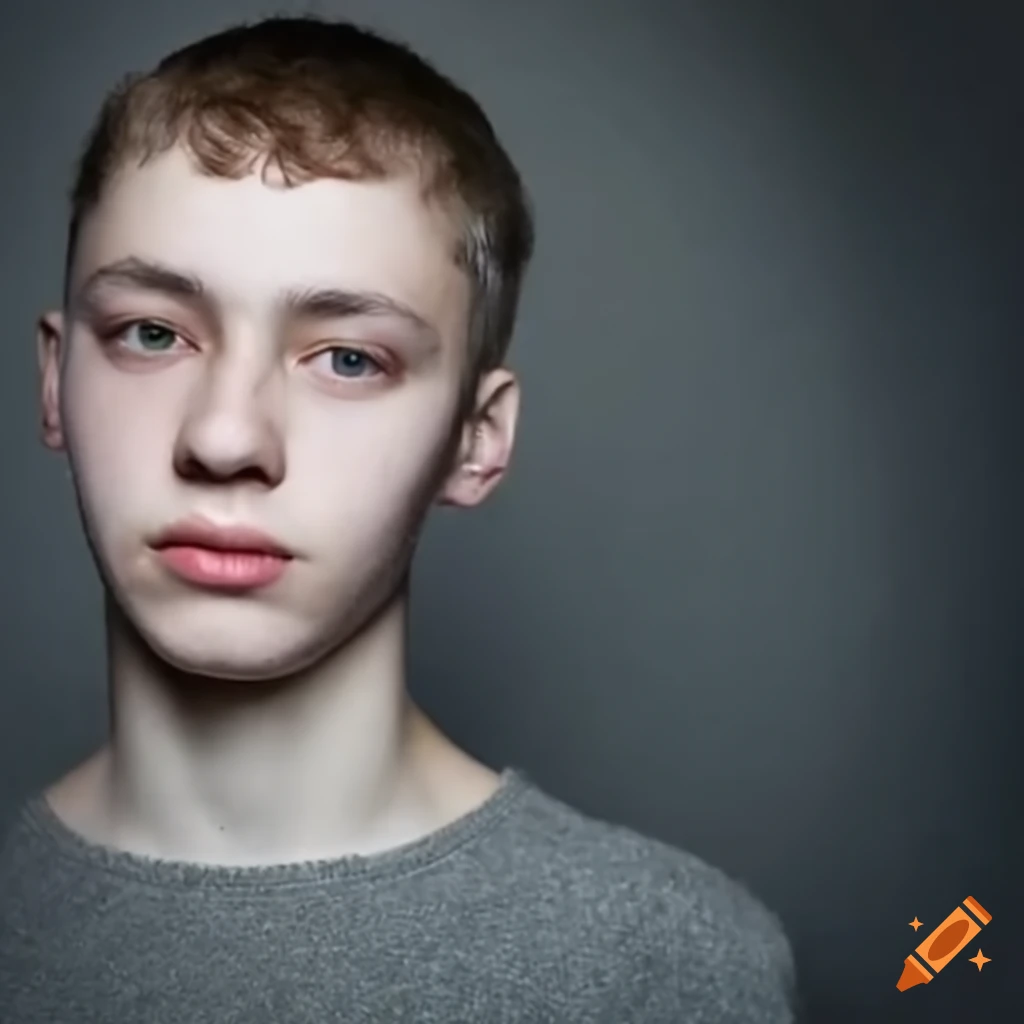 Young man with short curly hair