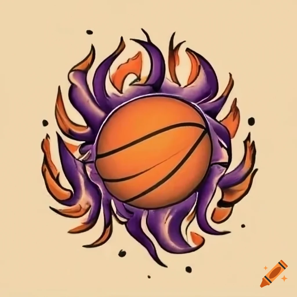 basketball tattoo with flames