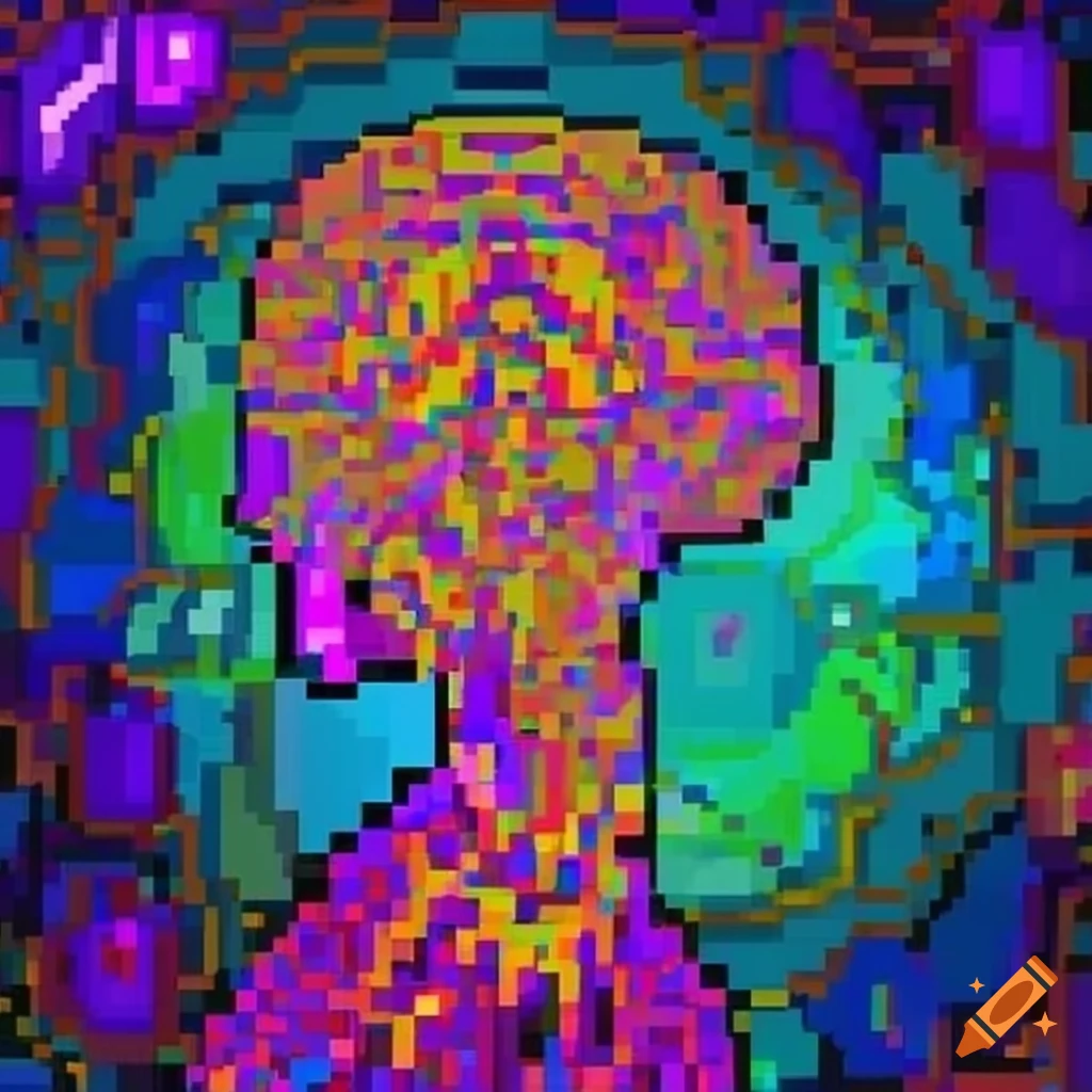 Psychedelic Pixel Art Of A Brain On Craiyon