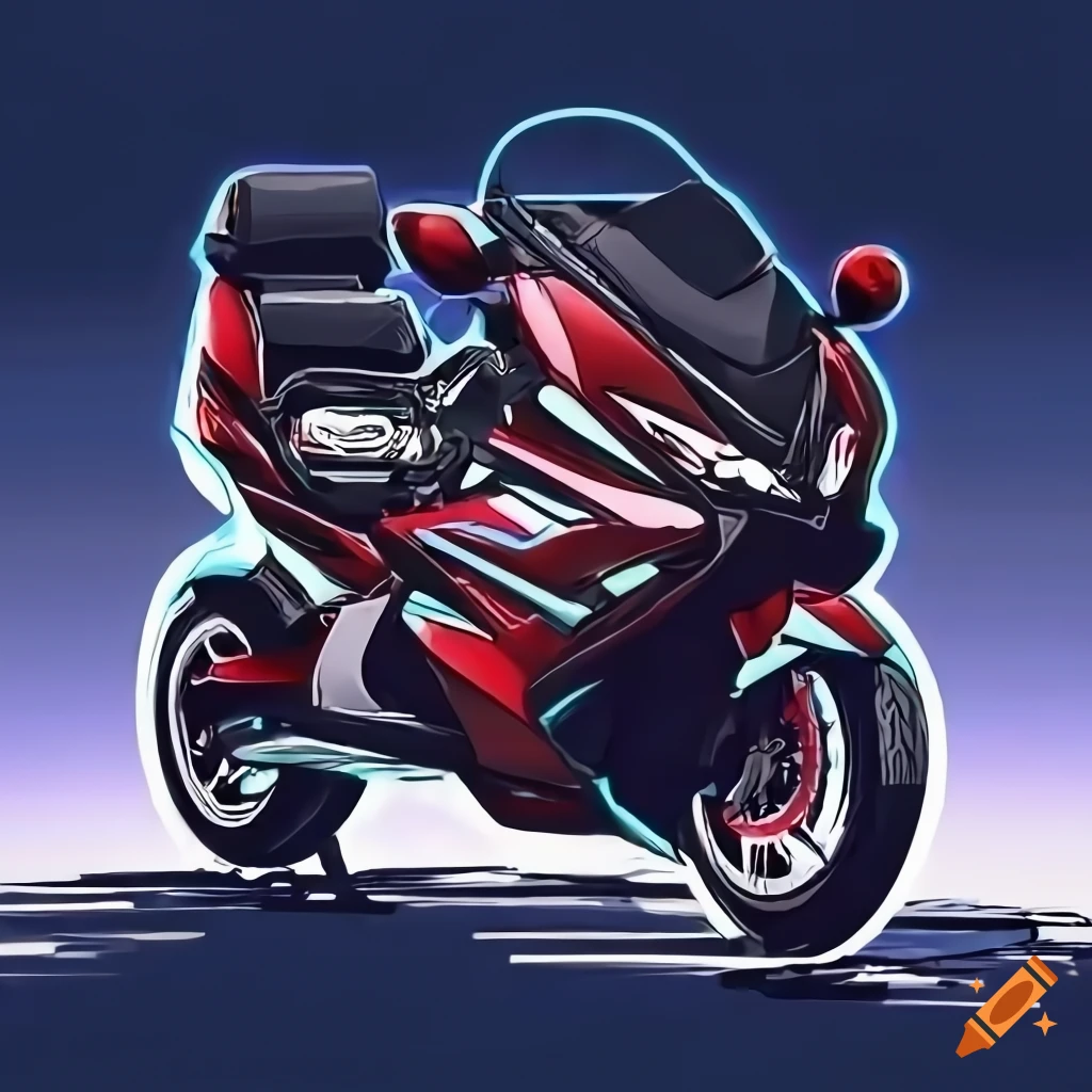 Digital line art of honda big wing motorcycle on Craiyon