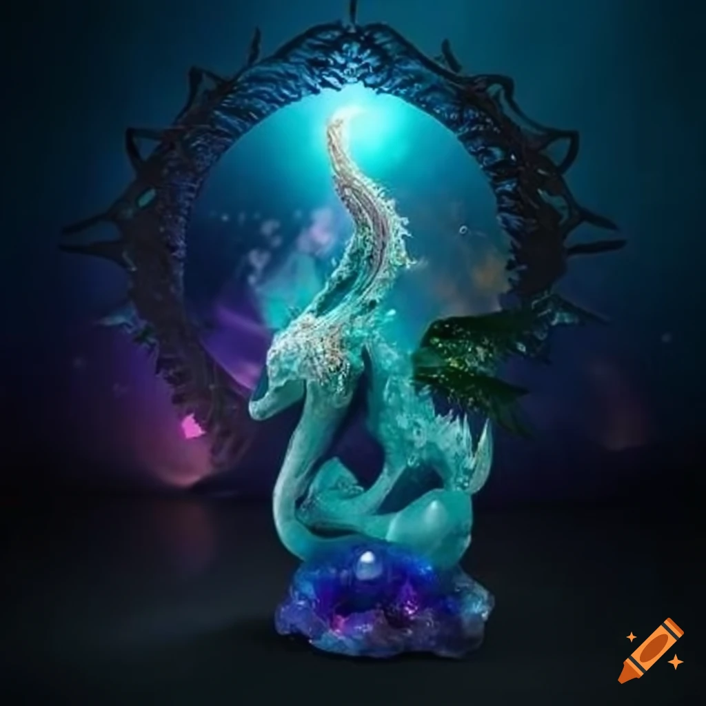 Crafted crystal creatures emitting serene energy on Craiyon