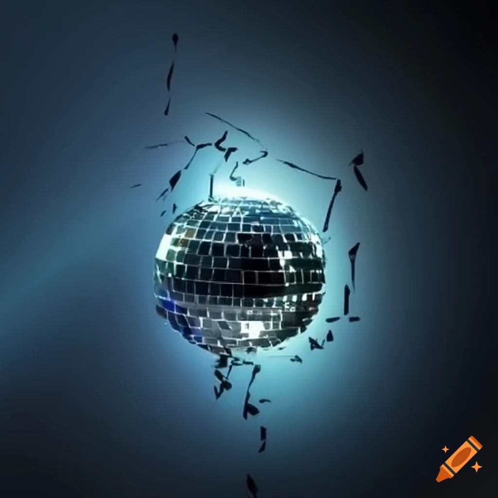 Broken mirror ball hit by a bass on Craiyon