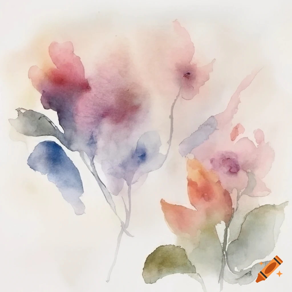 Misty and poetic watercolor of flowers on Craiyon