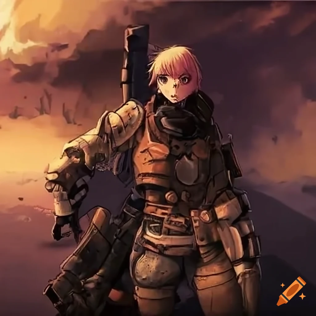 Armored wastelander in a post-apocalyptic style