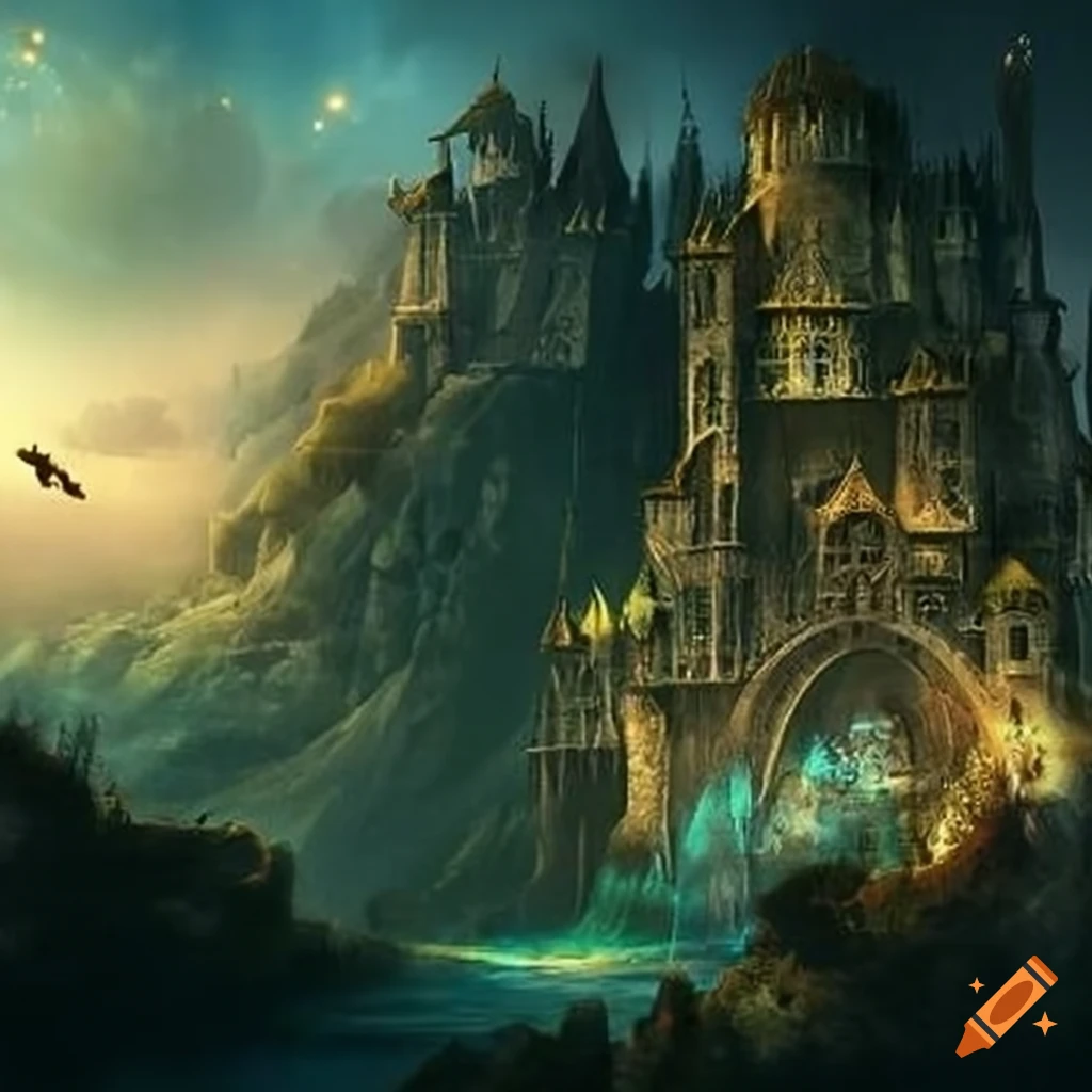 Fantasy world with intricate details