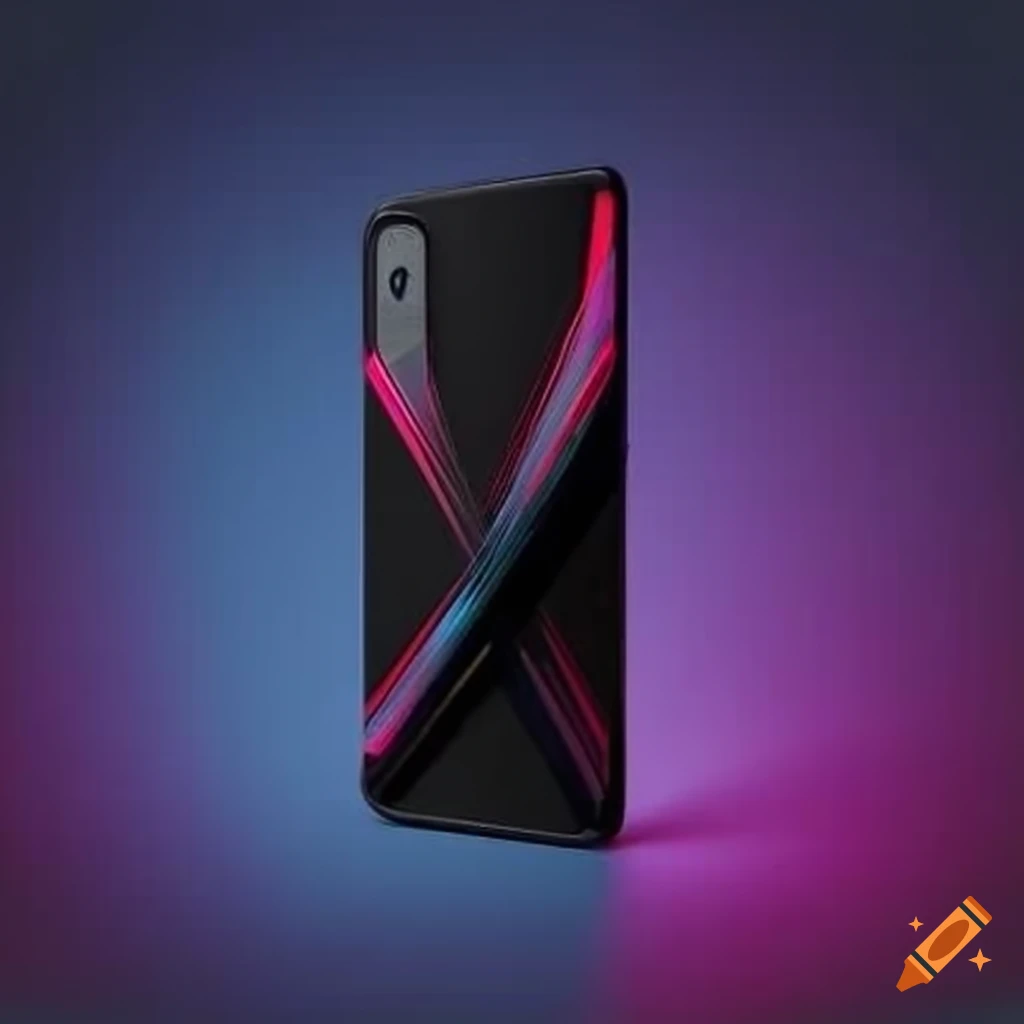 Avant-garde smartphone with futuristic design in black, magenta, red, and blue color palette