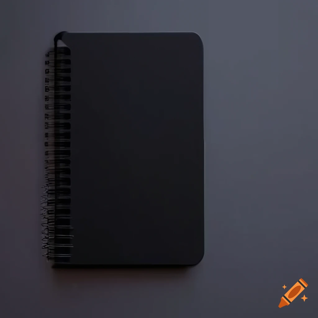 Black notebook on a minimalistic background