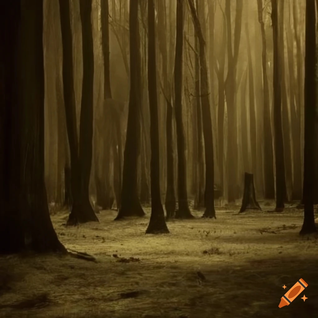 Dense forest in sepia tones