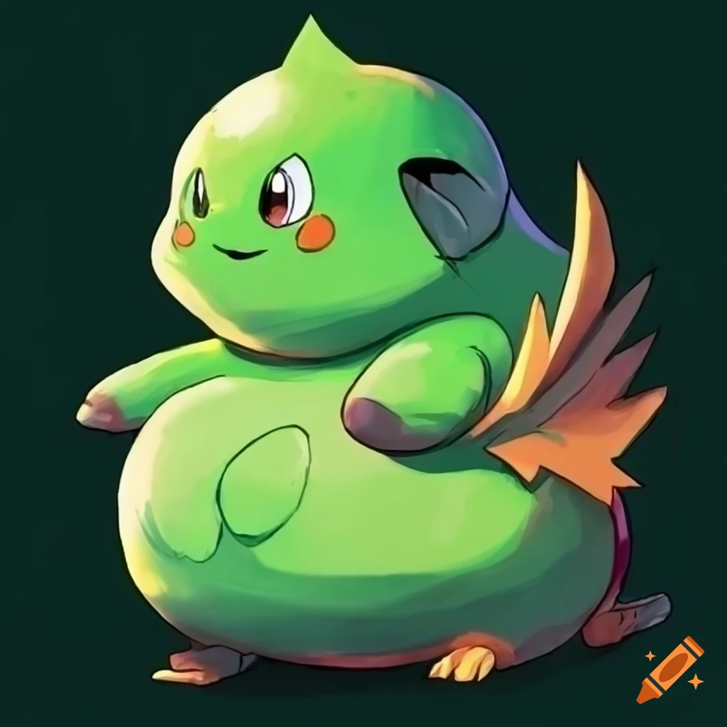 Charming green pokemon in painted style on Craiyon