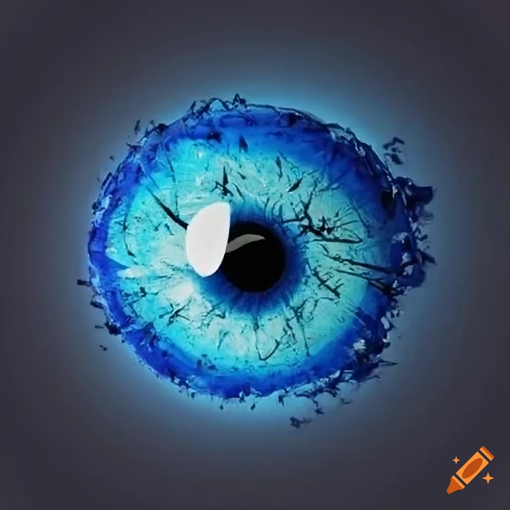 Eye depicting exploding dynamite in blue color on Craiyon